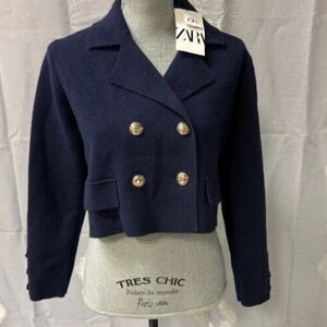 Zara Navy Blazer with Gold Buttons
